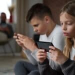 bambini che giocano allo smartphone